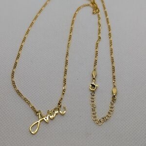 Gold Necklace with Script Pendant